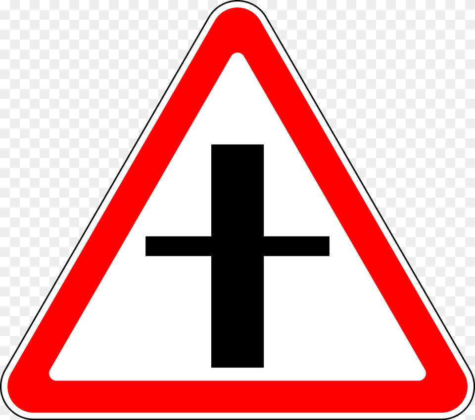 Crossroads With A Minor Road Sign In Russia Clipart, Symbol, Road Sign Free Transparent Png
