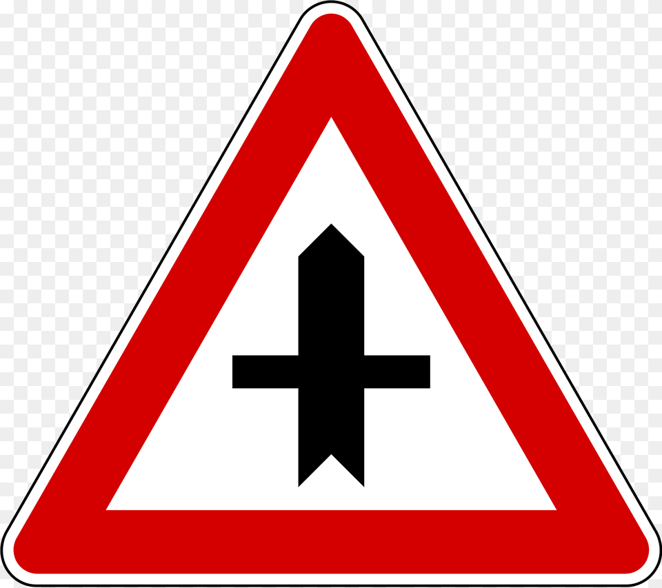 Crossroads With A Minor Road Sign In Slovenia Clipart, Symbol, Road Sign Png