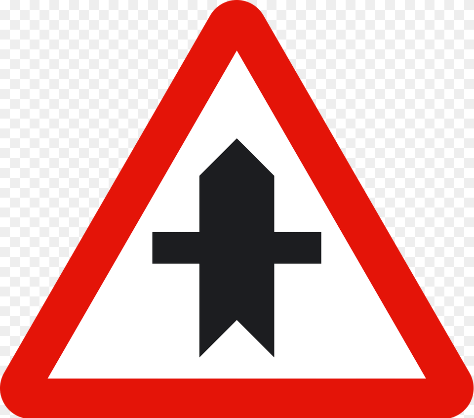 Crossroads With A Minor Road Sign In Spain Clipart, Symbol, Road Sign Free Png Download
