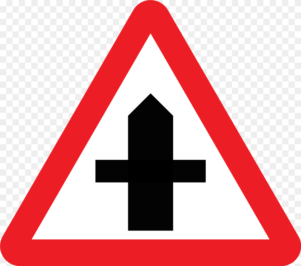 Crossroads With A Minor Road Sign In Uk Clipart, Symbol, Road Sign, Dynamite, Weapon Free Transparent Png