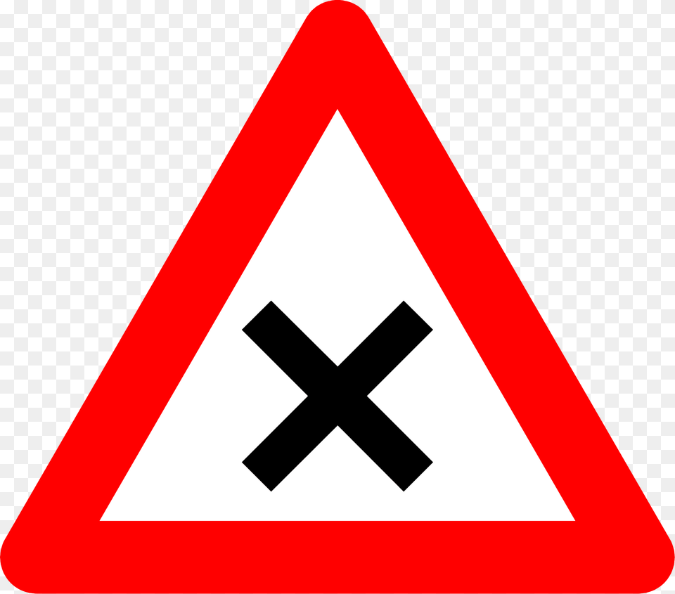 Crossroads With Priority To The Right Sign In Belgium Clipart, Symbol, Road Sign, Dynamite, Weapon Png