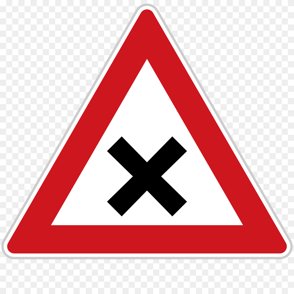 Crossroads With Priority To The Right Sign In Czech Republic Clipart, Symbol, Road Sign Free Png
