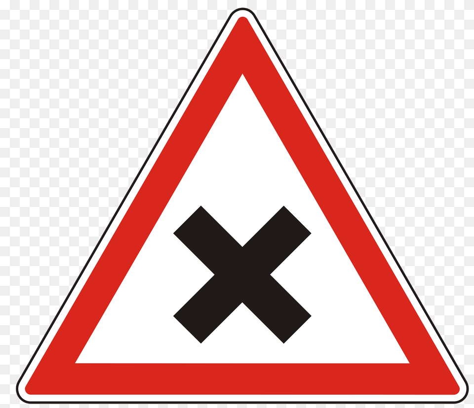 Crossroads With Priority To The Right Sign In Hungary Clipart, Symbol, Road Sign Png Image