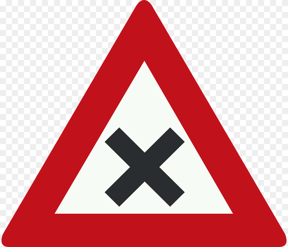 Crossroads With Priority To The Right Sign In Netherlands Clipart, Symbol, Road Sign, Rocket, Weapon Png