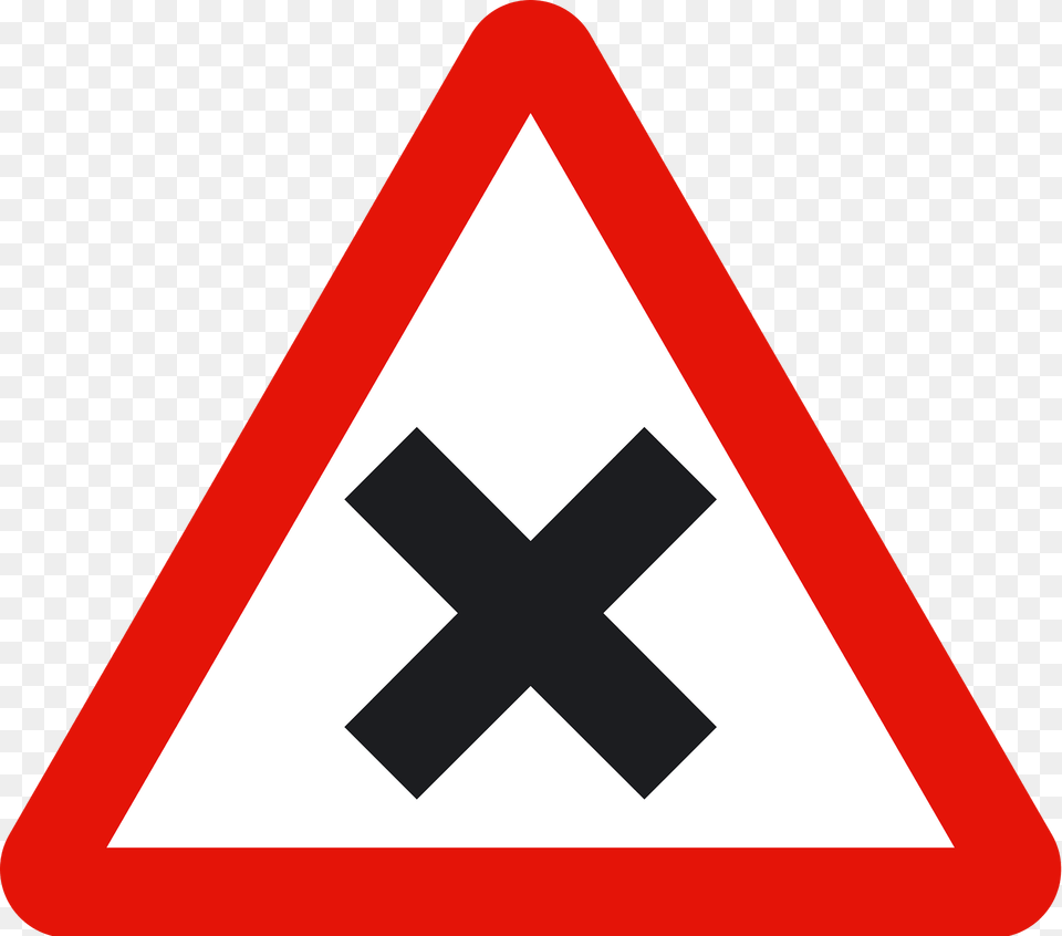 Crossroads With Priority To The Right Sign In Spain Clipart, Symbol, Road Sign, Dynamite, Weapon Png