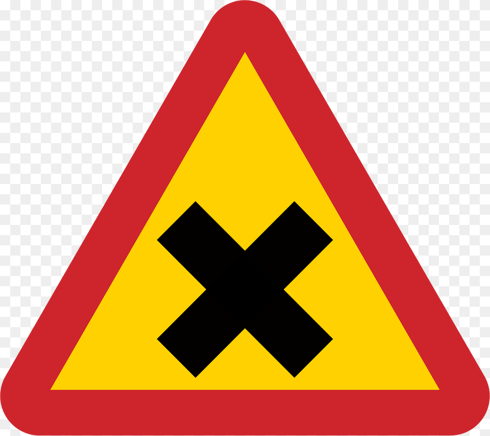 Crossroads With Priority To The Right Sign In Sweden Clipart, Symbol, Road Sign, Dynamite, Weapon Png Image