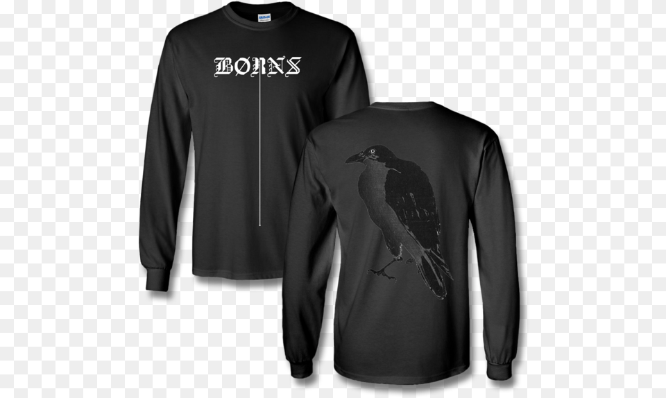Crow Long Sleeve T Shirt Black Long Sleeve Tour Shirt, T-shirt, Clothing, Long Sleeve, Animal Free Transparent Png