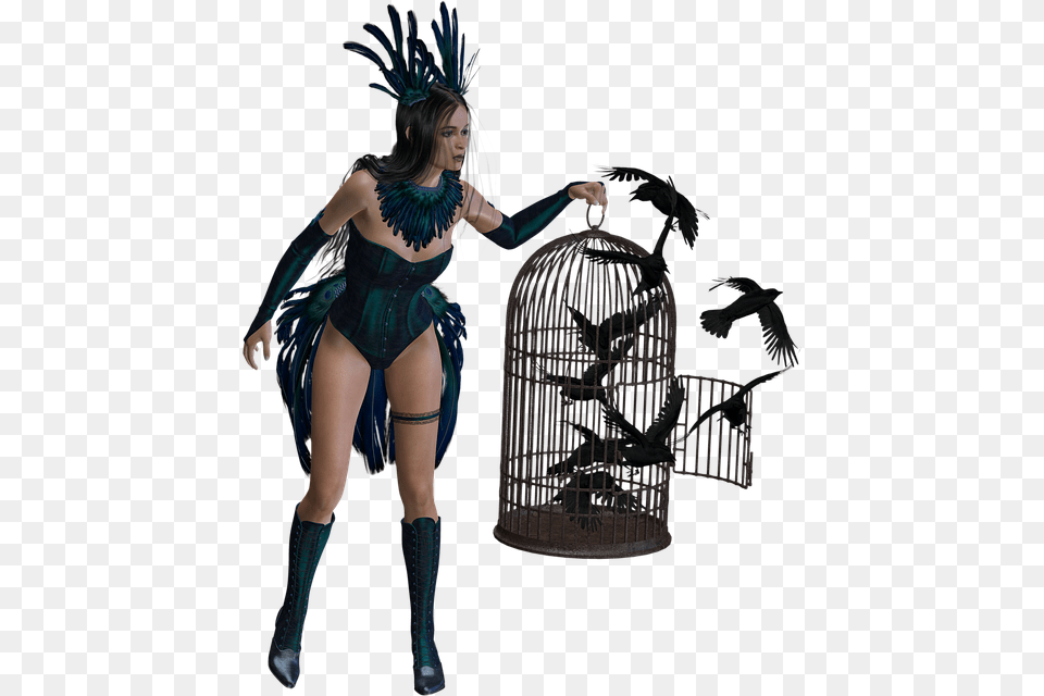 Crow Queen Fantasy Woman Crow Queen Animal Gothic Fantasia Corvo, Clothing, Costume, Person, Adult Free Transparent Png