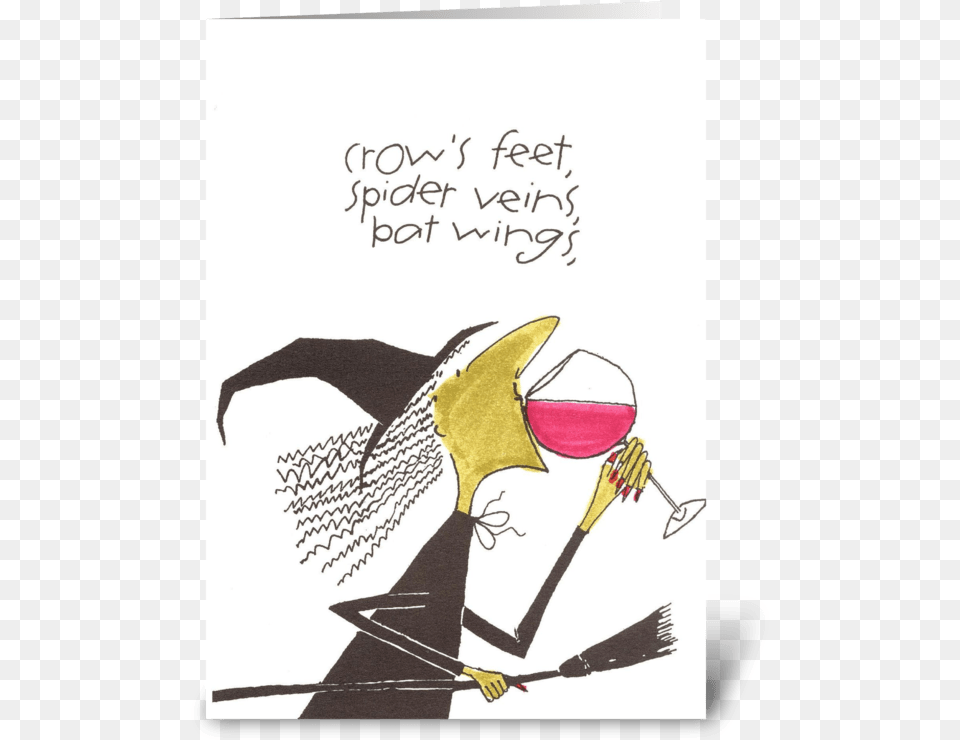 Crow S Feet Spider Veins Bat Wings Greeting Card Illustration, Book, Publication, Person, Alcohol Free Transparent Png