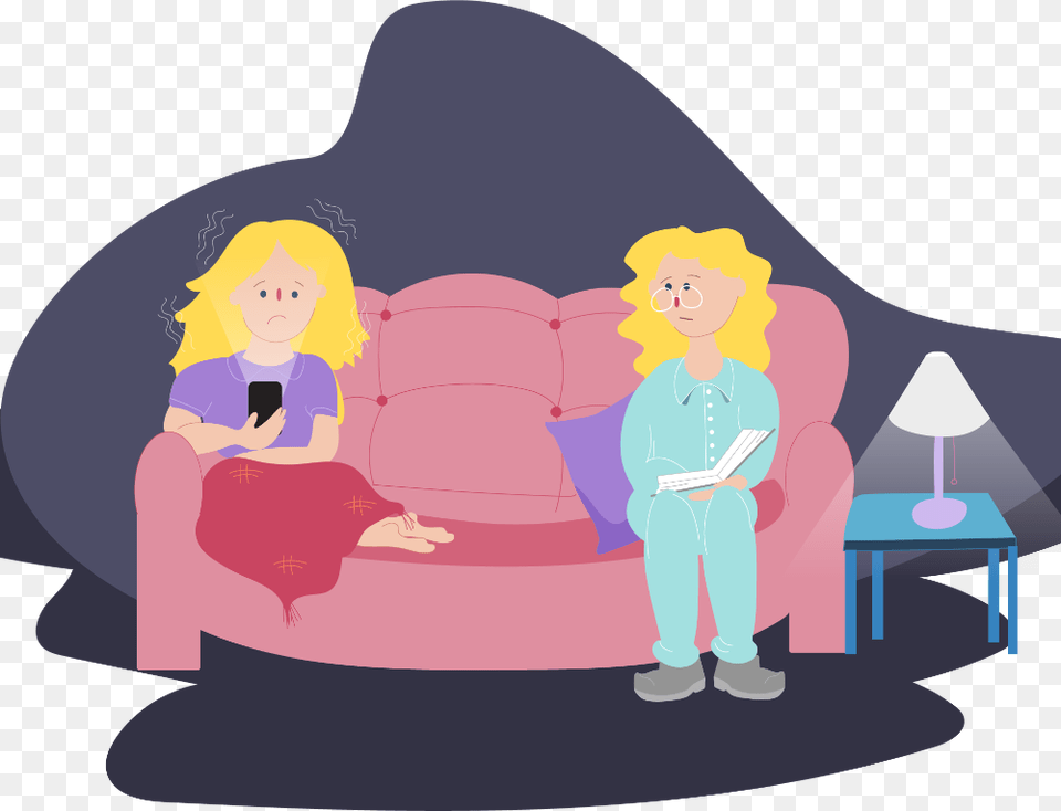 Crowd Clipart Worried Sexting, Couch, Furniture, Person, Baby Png Image