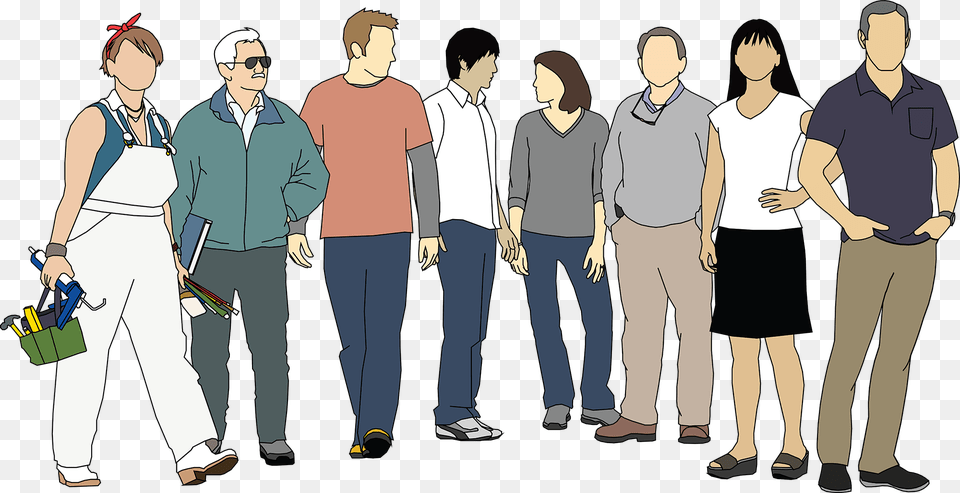 Crowd Drawing Standing Sketchup People, Person, Adult, Man, Male Free Png Download