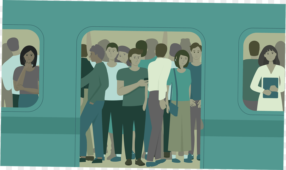 Crowd In Subway Train Clipart, Terminal, Person, Vehicle, Transportation Free Png