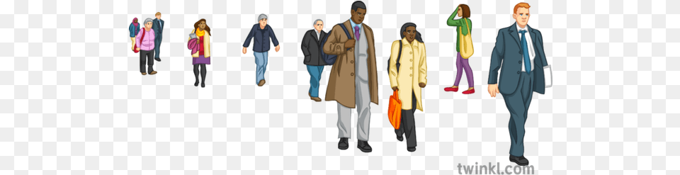 Crowd Of People Walking Illustration Twinkl Walking, Sleeve, Person, Long Sleeve, Clothing Free Transparent Png