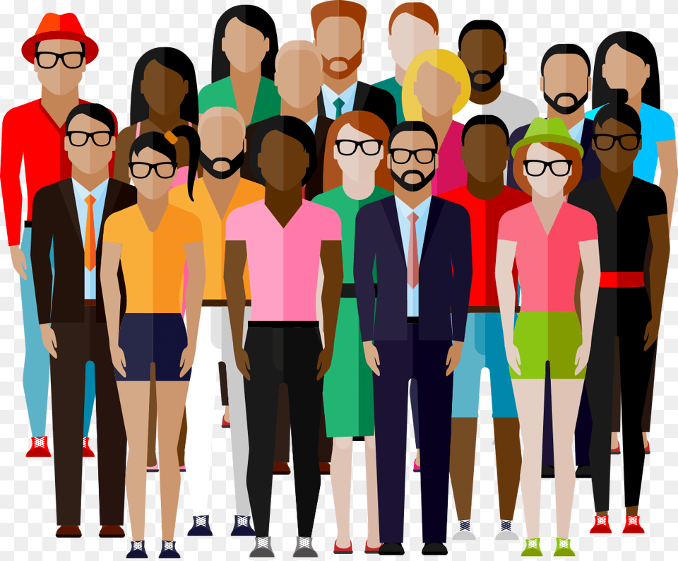 Crowd People Vector Flat People Vector, Person, Woman, Adult, Man Free Transparent Png
