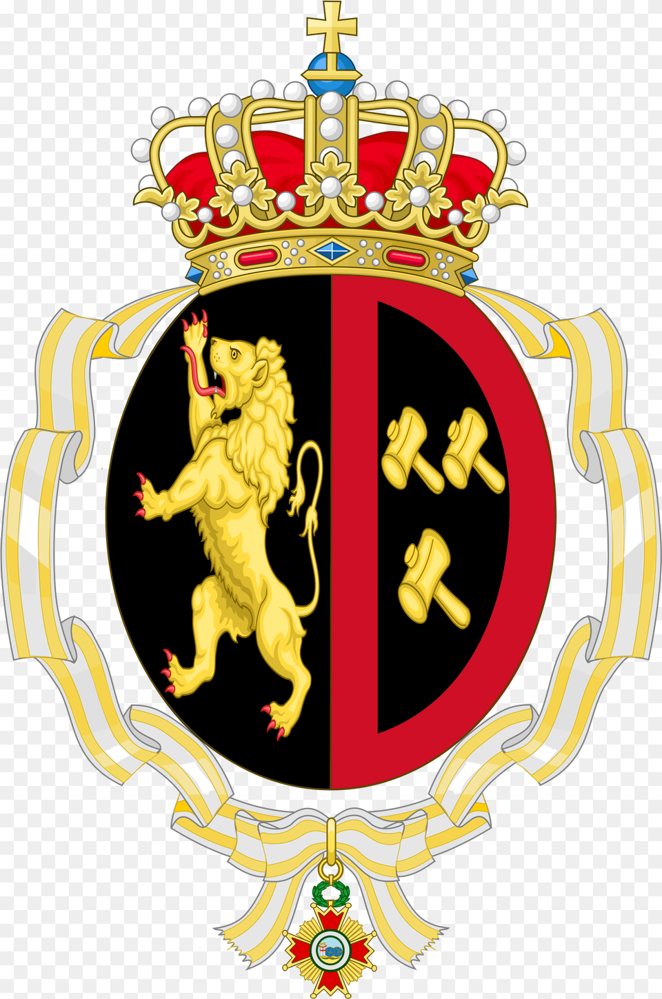 Crown And Sash Clipart Coat Of Arms Princess Mathilde Of Belgium, Emblem, Symbol, Logo, Adult Png Image