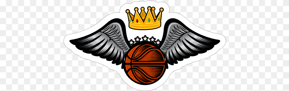 Crown And Wings Basketball Sticker For Basketball, Emblem, Symbol, Logo, Badge Png Image