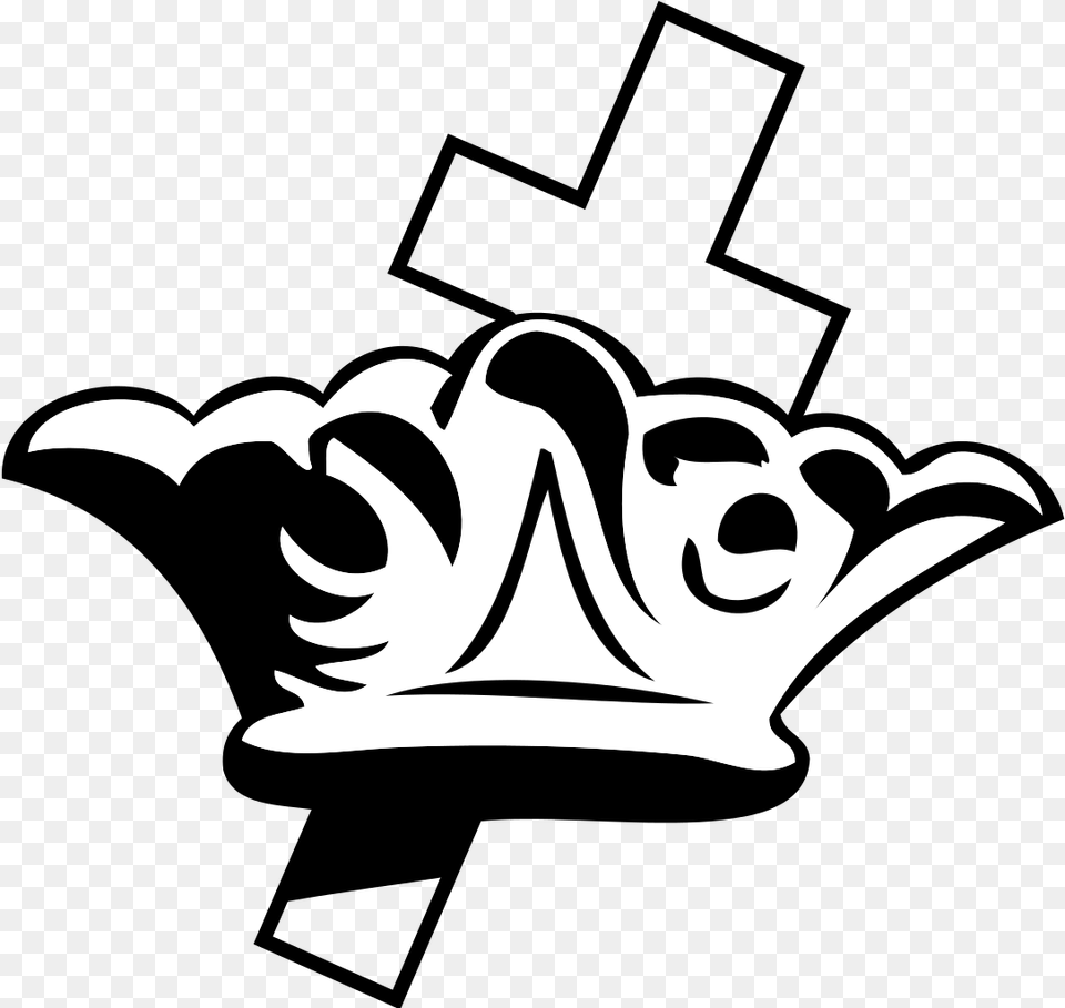 Crown Clipart Black And White Church In Pack Cross And Crown, Accessories, Jewelry, Stencil, Animal Png Image