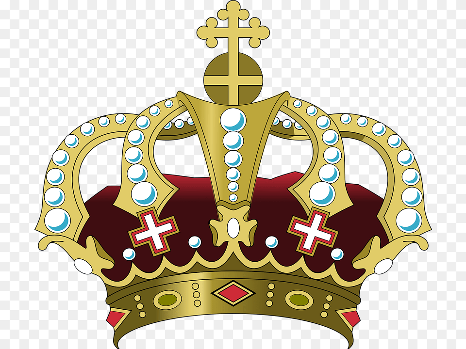 Crown Cross Palace Royal King Queen Prince Cartoon Crown With No Background, Accessories, Jewelry, Bulldozer, Machine Free Png Download