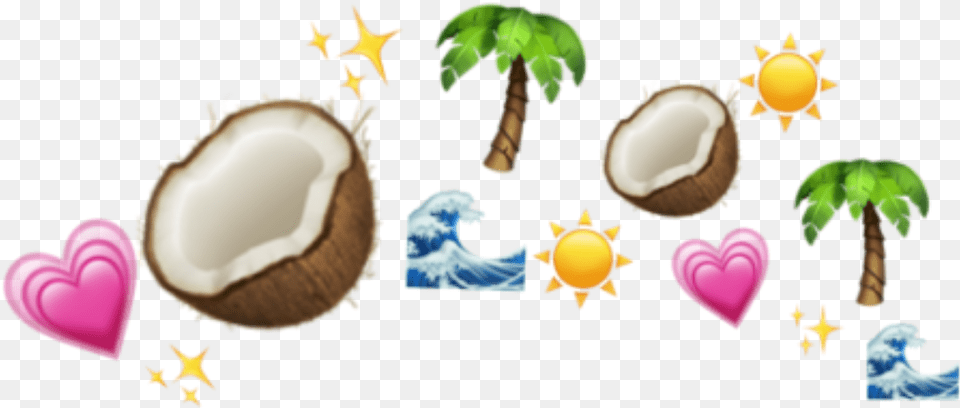 Crown Emoji Ring Sunshine Sun Coconut Palmtree Wave Hea Sunshine Aesthetic Emoji Transparent, Food, Fruit, Plant, Produce Free Png Download