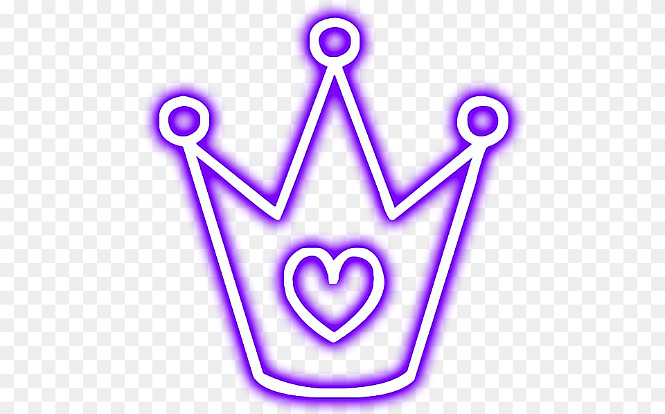 Crown Glowing Heart Snapchat Neon Purple, Light, Accessories, Jewelry Png Image