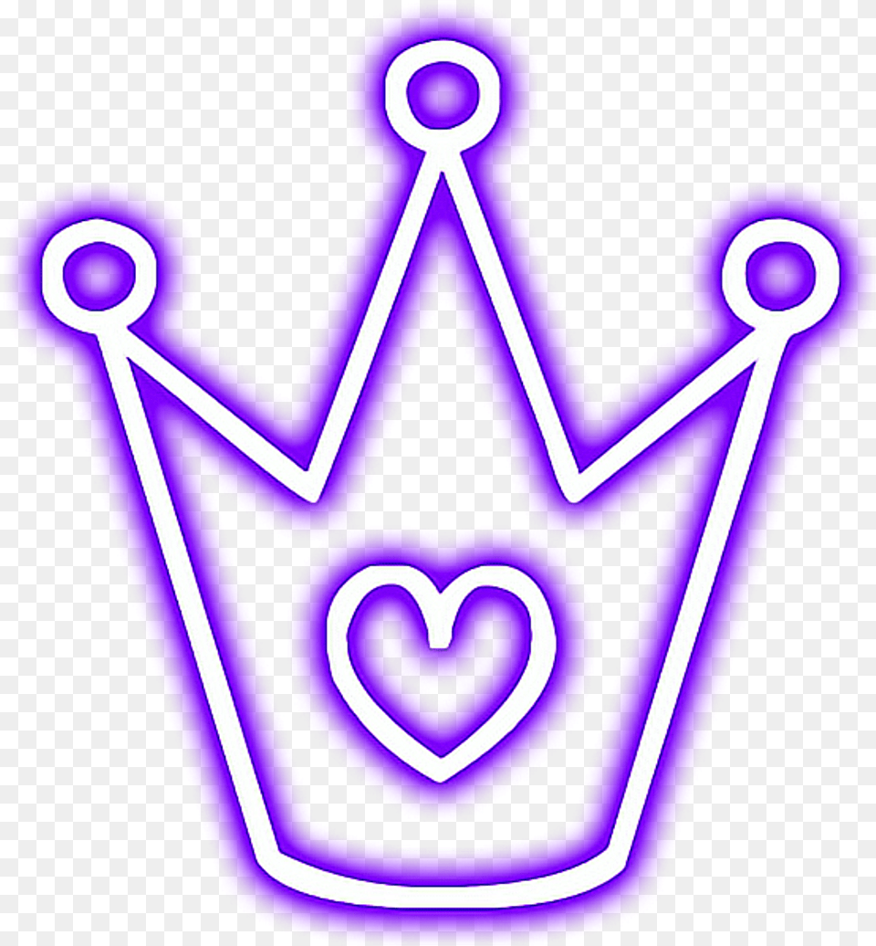 Crown Glowing Violet Purple Love Cute Neon Neon Queen Crown, Light, Accessories, Jewelry Png Image