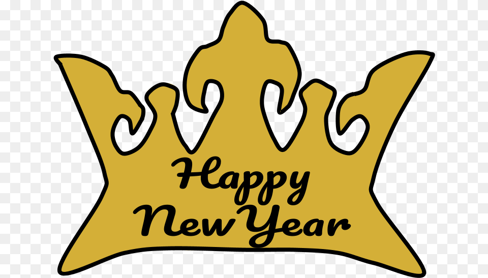Crown Gold Happy New Year Lettering, Logo, Animal, Fish, Sea Life Png Image