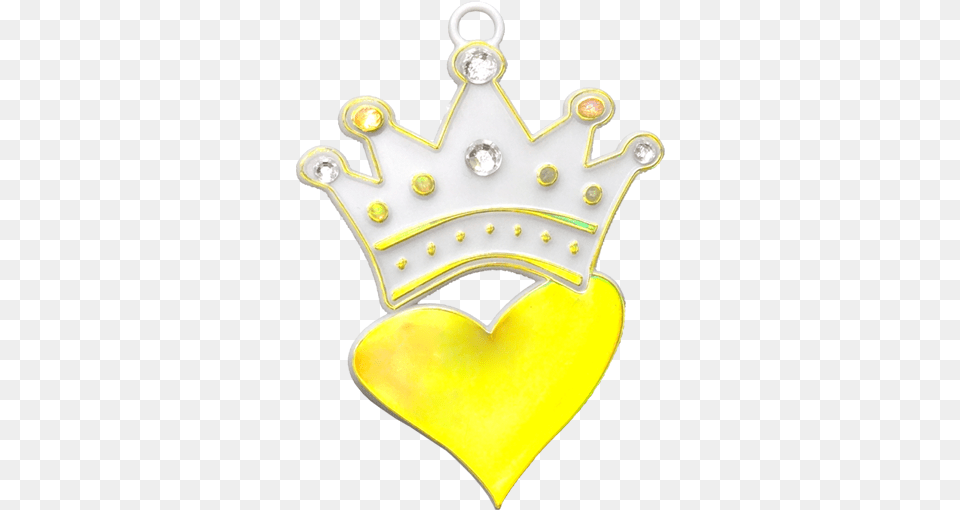 Crown Heart Charm With Rhinestones White Metallic Gold 1 Pc Pkg Solid, Accessories, Jewelry, Medication, Pill Free Transparent Png