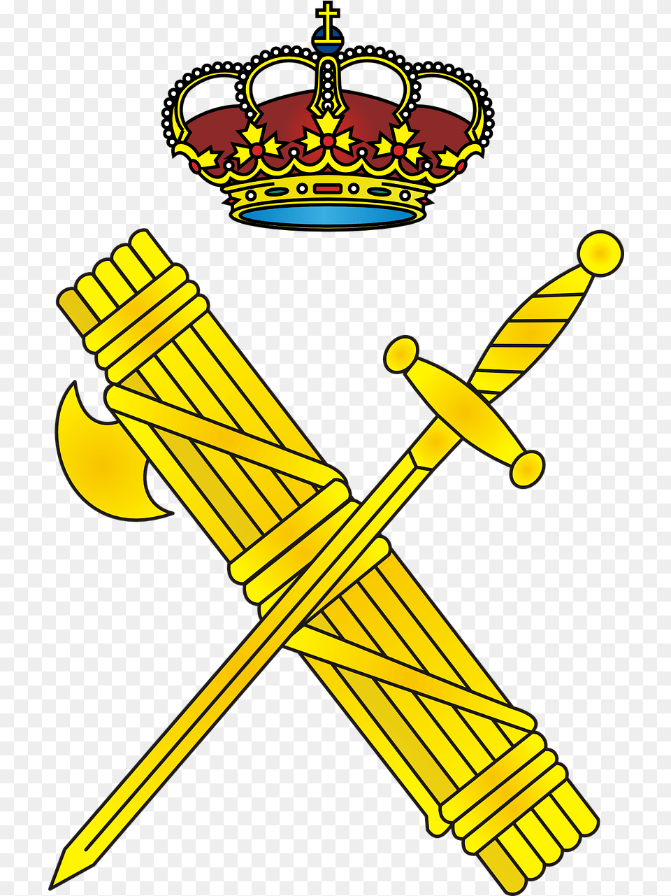 Crown Icon Crown Sword Axe King Symbol Civil Guard, Weapon, Accessories, Jewelry Free Png Download