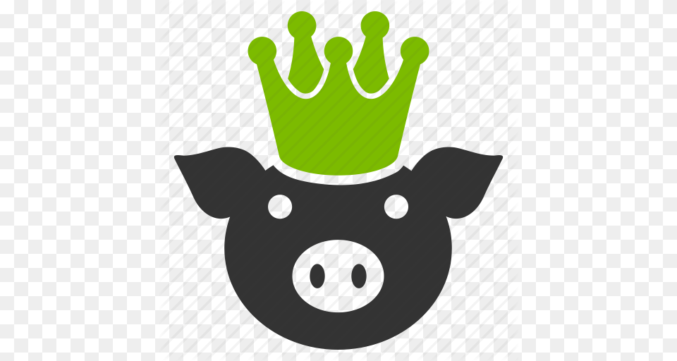 Crown King Pig Piggy Power Queen Royal Pork Swine Icon, Animal, Mammal Png Image
