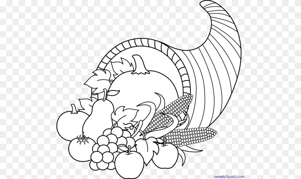 Crown Lineart Tilted Cornucopia Clipart Black And White, Art Png