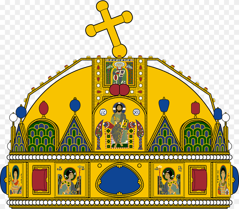 Crown Of Saint Stephen Clipart, Symbol, Cross, Person, Accessories Png