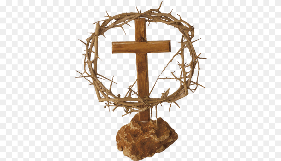 Crown Of Thorns Cross And Thorn Crown, Symbol, Wood, Animal, Invertebrate Png Image
