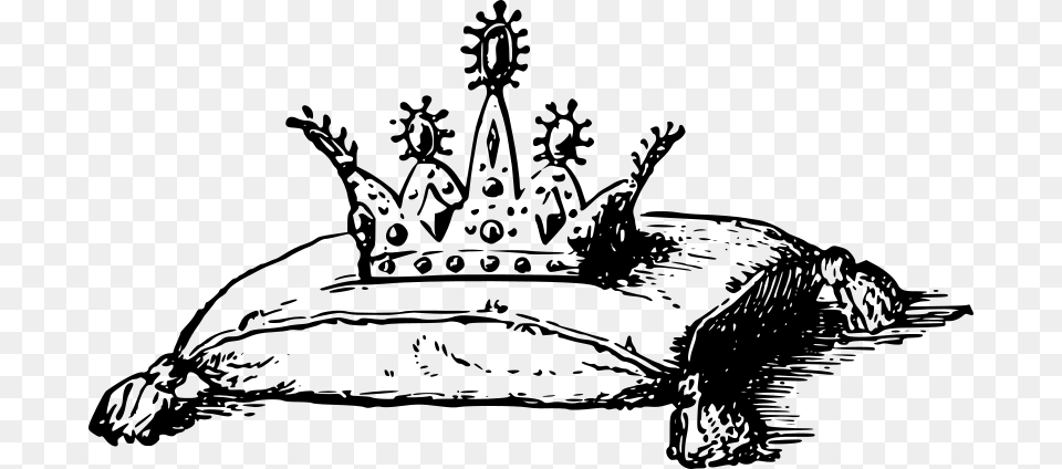 Crown On A Cushion Black And White Clip Crown On Pillow, Gray Free Png