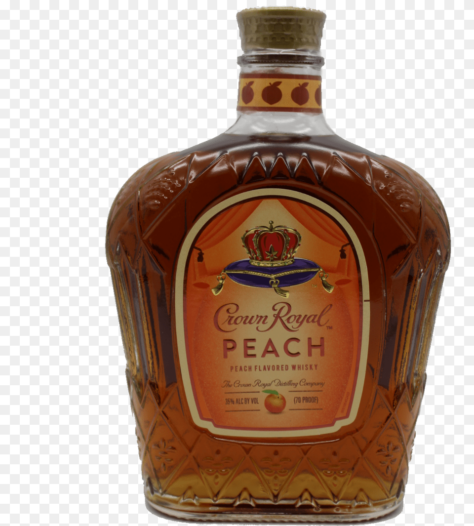 Crown Royal Peach Whiskey Bottle No Background, Alcohol, Beverage, Liquor, Whisky Free Transparent Png