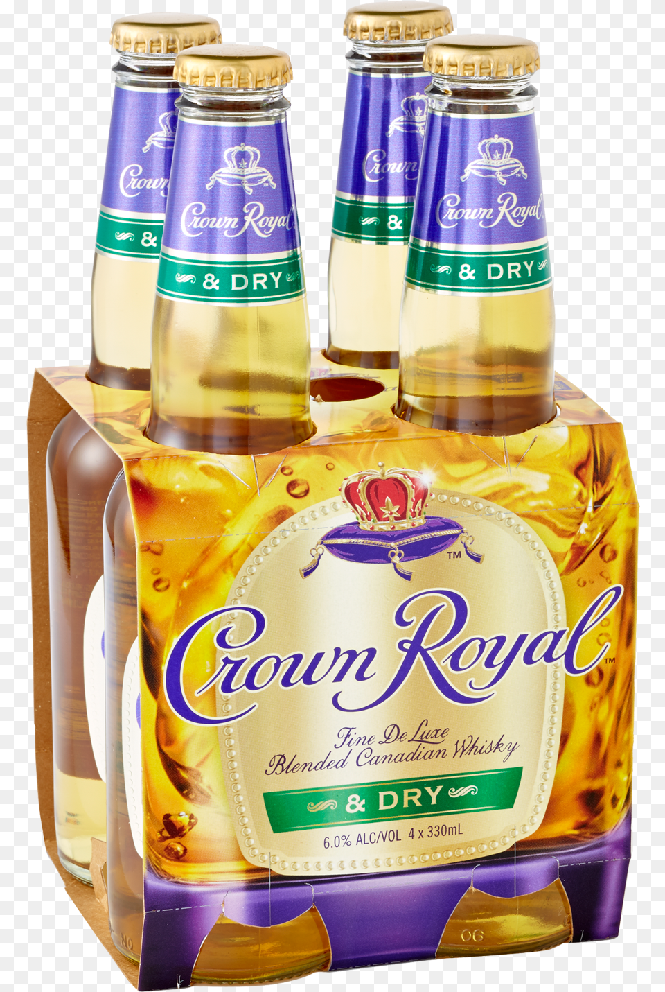 Crown Royal Whisky Amp Dry 330ml 4 Pack Crown Royal, Alcohol, Beer, Beverage, Bottle Free Png Download