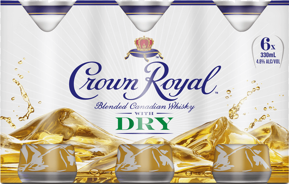 Crown Royal Whisky Amp Dry Cans 330ml 6 Pack Crown Royal Canadian Whisky Vanilla, Advertisement, Poster, Adult, Wedding Free Transparent Png