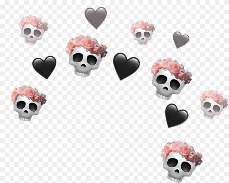 Crown Skulls Flowers Hearts Tumblrcrown Aesthetic Overlay Black Heart Crown Accessories, Jewelry, Sunglasses Free Transparent Png