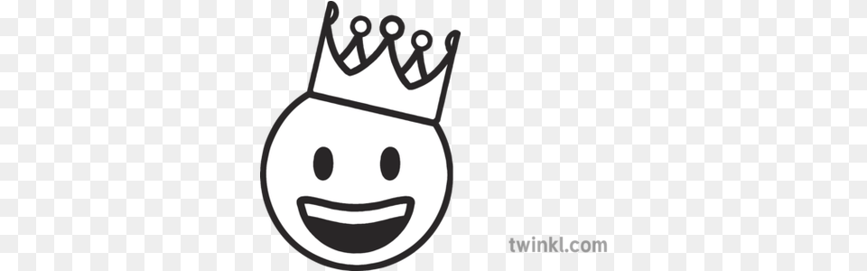 Crown Smile Emoji Christmas Festive Emote Happy Mojimaths Helicopter Black And White, Cutlery, Fork, Stencil, Sticker Free Png