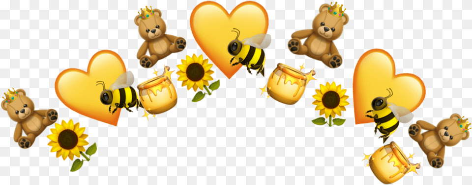 Crown Yellow Bee Sunflower Aesthetic Edit Original Cartoon, Toy, Invertebrate, Insect, Honey Bee Free Transparent Png