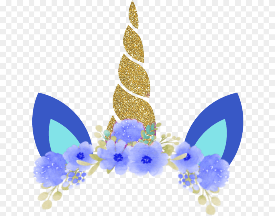 Crownbynisha Unicorn Blue Glitter Gold Sticker Sticker, Clothing, Hat, Flower, Plant Free Transparent Png