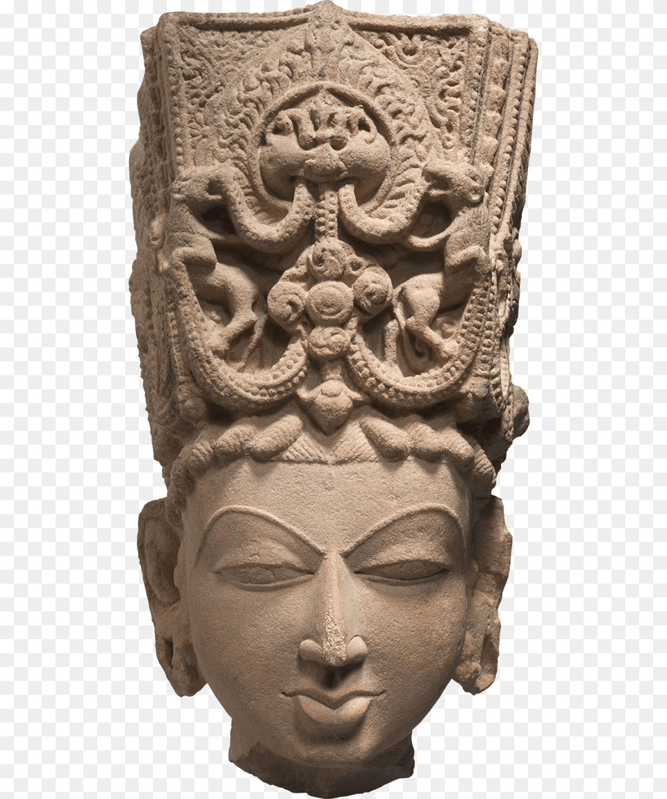 Crowned Head Of Vishnu Or Surya Islamic Sculpture In India, Archaeology, Art, Face, Person Png Image