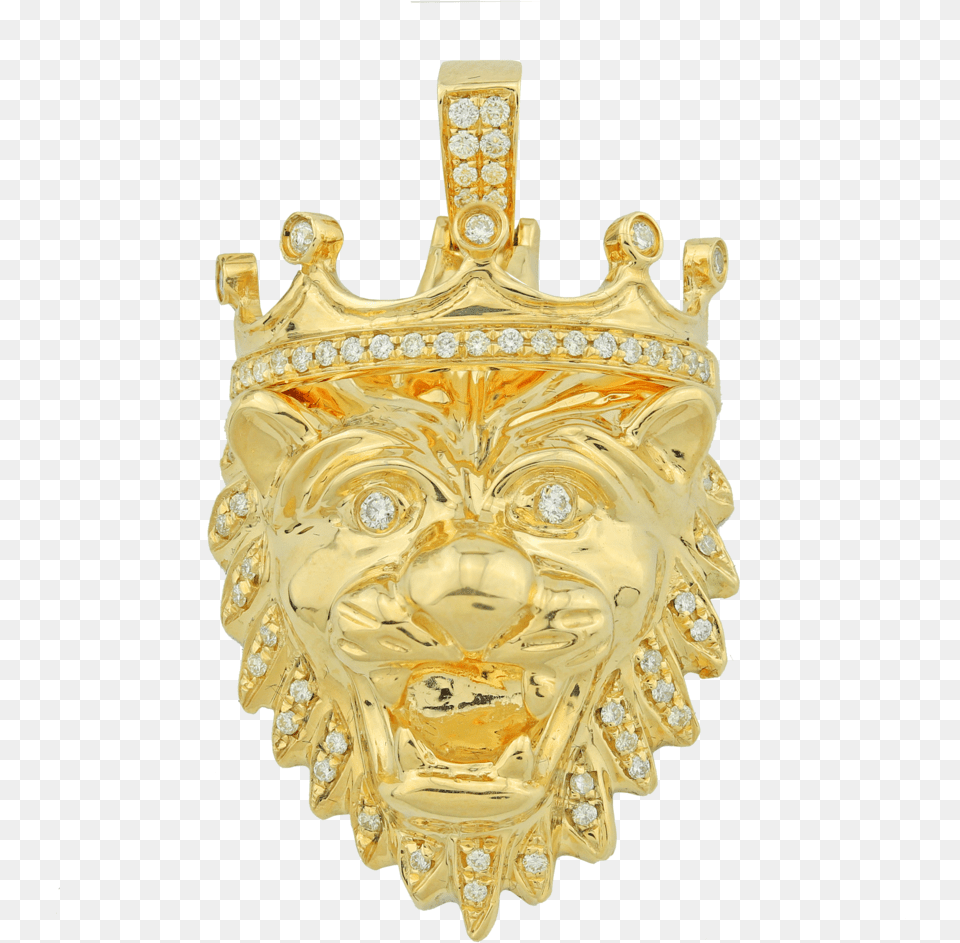 Crowned Lionu0027s Head Pendant U2014 Nyc Luxury Pendant, Accessories, Gold, Jewelry, Face Free Png