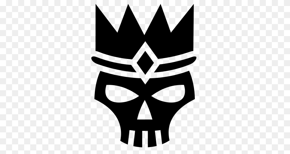 Crowned Skull Icon Of Game Icons, Gray Free Transparent Png