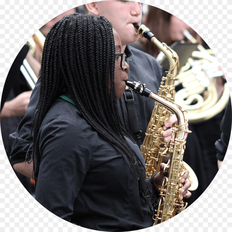 Croydon Youth Jazz Band At Boxpark Croydon Saxophone, Woman, Adult, Person, Female Free Png