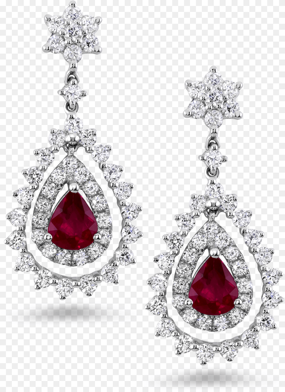 Crt 065 Crt Diamonds 090 Crt Ruby Diamond Earring Jewellery, Accessories, Jewelry, Gemstone Free Png Download