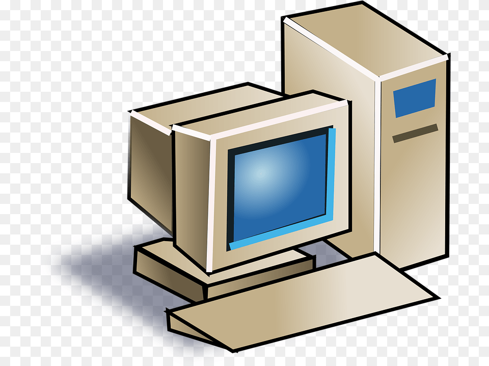 Crt Monitor Old Tower Personal Computer Keyboard Computer Clip Art, Electronics, Pc, Computer Hardware, Hardware Free Png