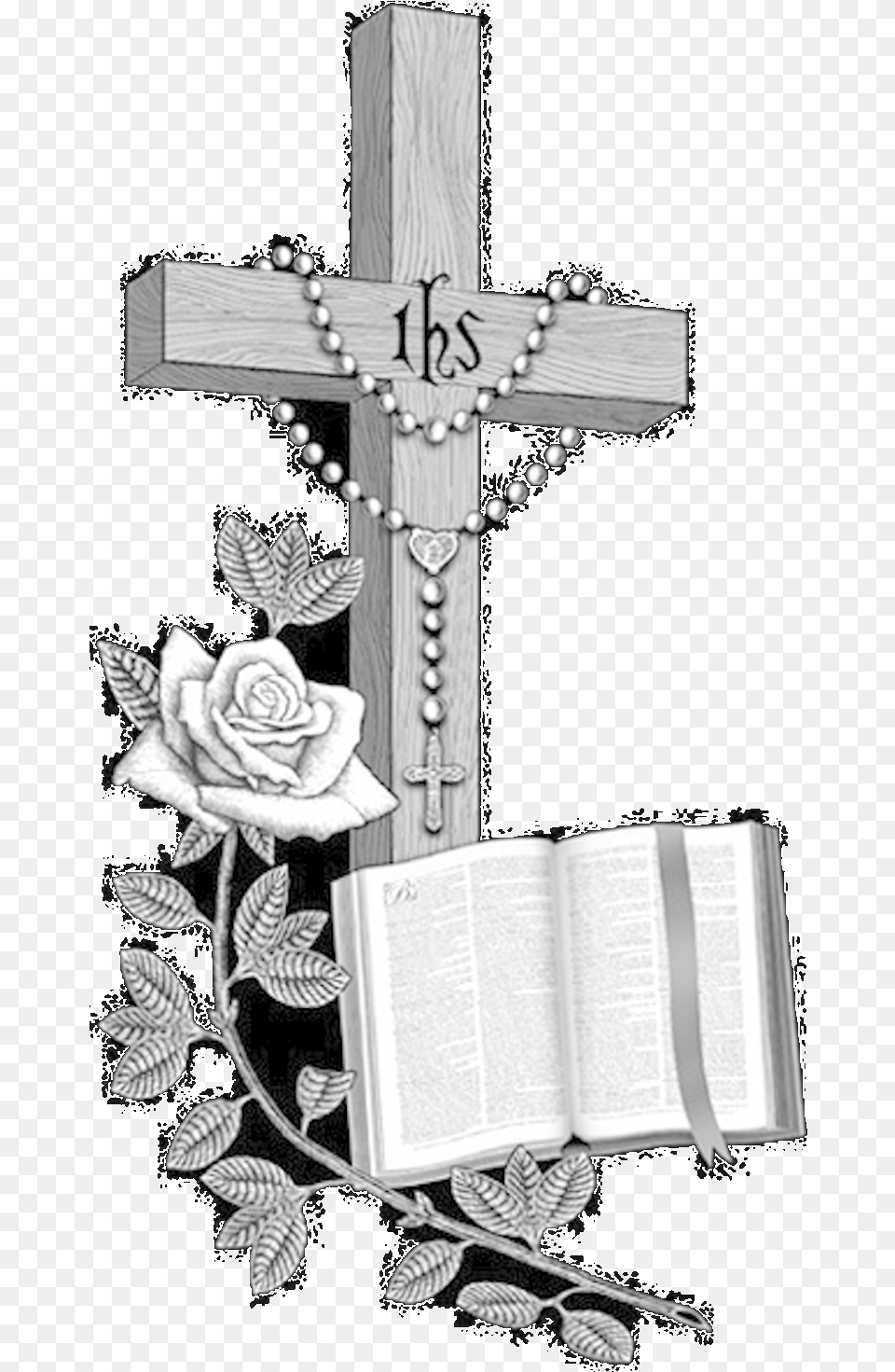 Crucifix Tombstone Cross Transparent Praying Hands With A Cross, Book, Publication, Symbol, Flower Free Png