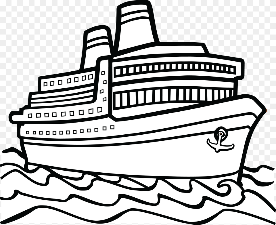 Cruise Ship Clipart Black And White Download Ship Clipart Black And White, Cruise Ship, Transportation, Vehicle, Bulldozer Free Png