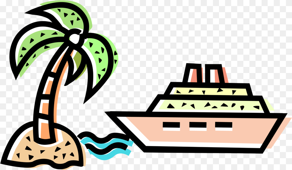 Cruise Ship With Tropical Island Palm Tree Vector Image Marine Architecture, Transportation, Vehicle, Yacht Free Png