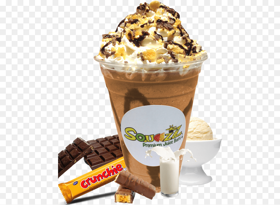 Crunchie Milkshake Chocolate Bar Milkshake, Cream, Dessert, Food, Ice Cream Free Png Download